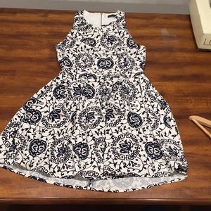 navy and white patterned Skater dress.